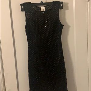 MM Couture Black Sequin Shift Dress XS NWT